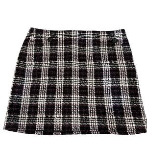 Loft plaid skirt, size 8P, black, white, pink